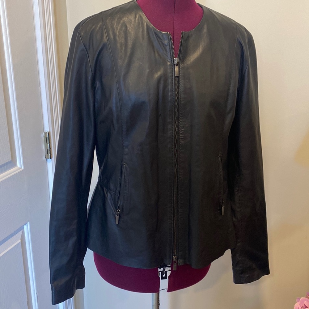 Adele Altman Peplum Leather Jacket